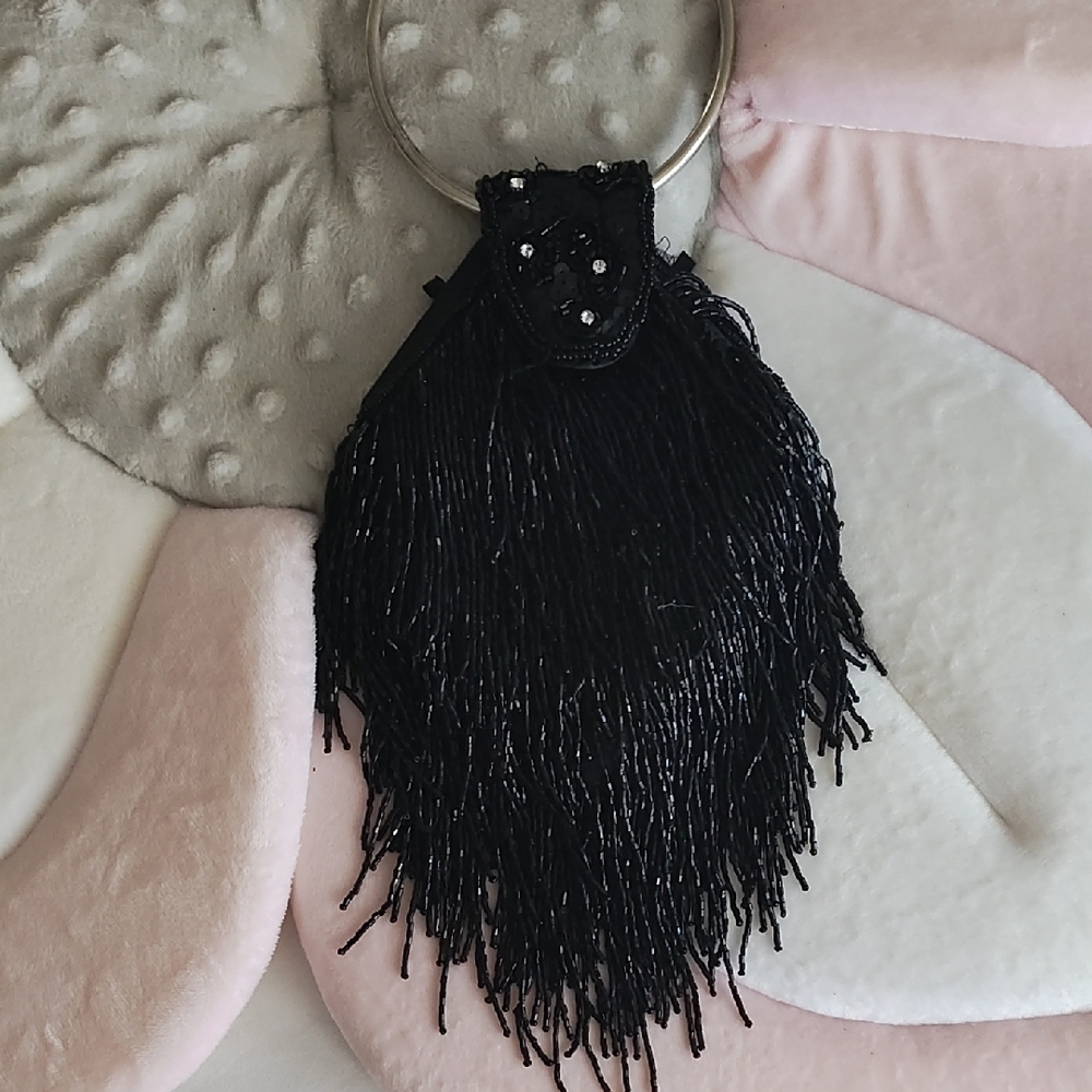 Black Beaded Tassel Keychain